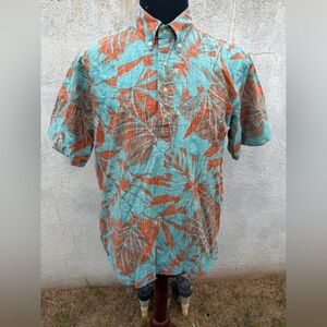 PreOwned Reyn Spooner Classic Green/Orange Hawaiian Print Men's Medium